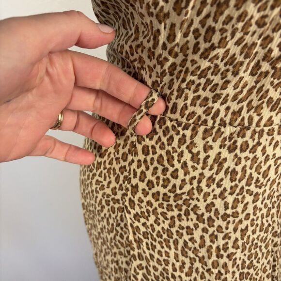Anthropologie Cheetah Print Dress Button Front Midi Dress Size 4 No Tie Waist - Picture 4 of 11